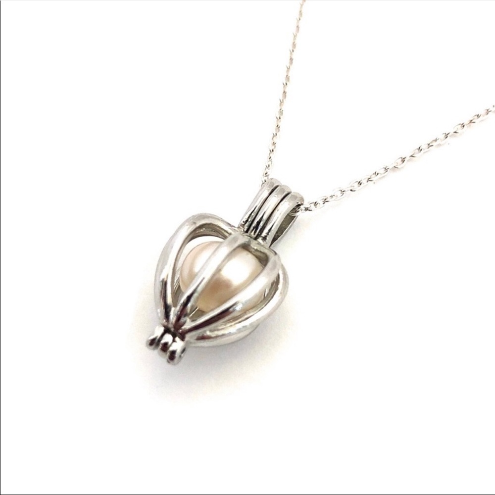 .925 Cultured Freshwater Pearl Cage Pendant by Wish Pearl